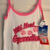GK 'WILD ABOUT GYMNASTICS' ADULT MED WHITE COTTON PINK TRIM SPARKLE GRAPHIC Sz M - Image 8