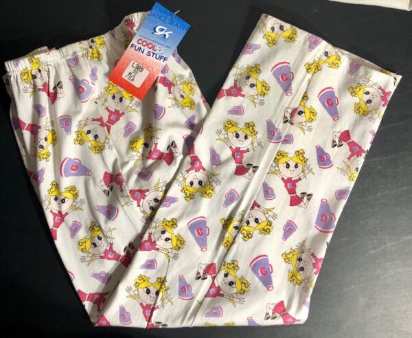 GK CHEER PJ LOUNGE PANTS LADIES LARGE COOL & FUN WHITE COTTON PRINT Sz AL NWT!