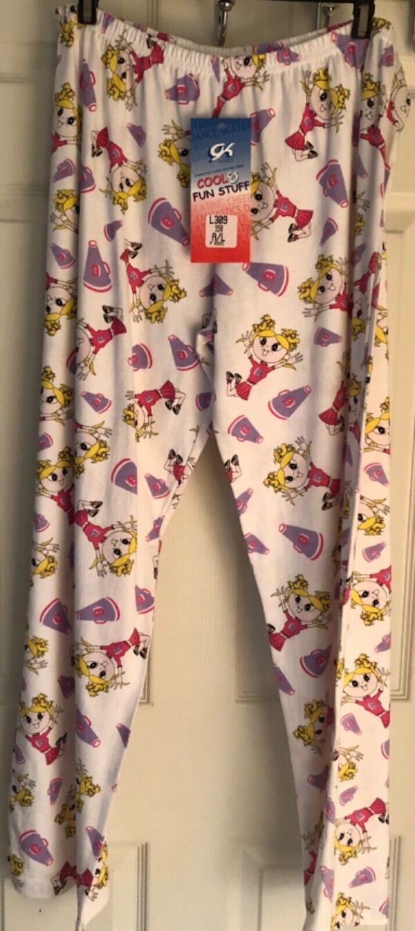 GK CHEER PJ LOUNGE PANTS LADIES LARGE COOL & FUN WHITE COTTON PRINT Sz AL NWT! - Image 2