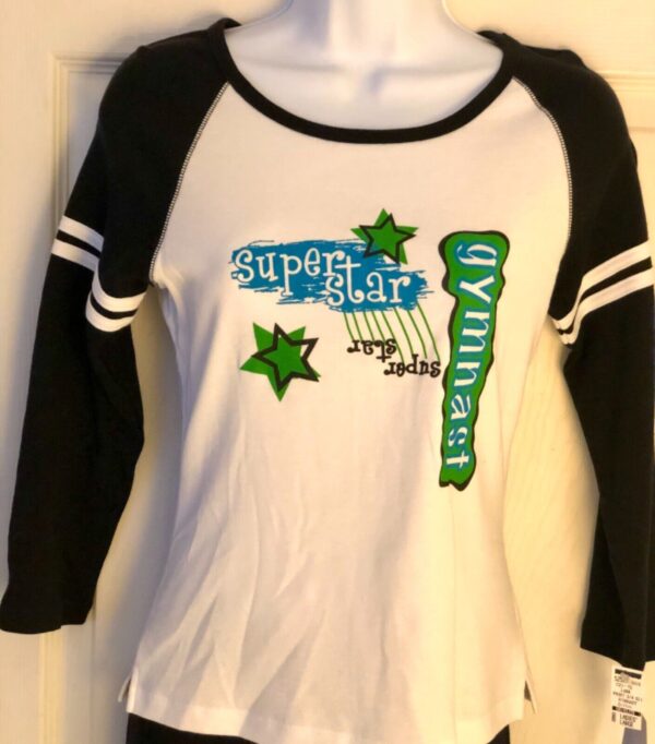 GK GYMNAST BASEBALL TEE ADULT LARGE 3/4 SLV SUPER STAR GRAPHIC COTTON T-SHIRT AL