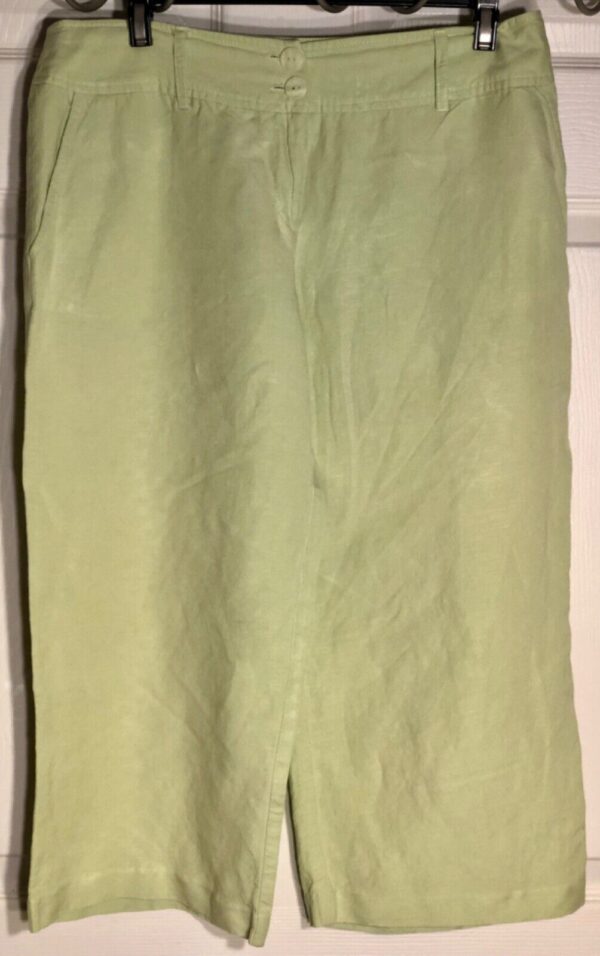 OASIS BY FOSCHINI LADIES SIZE 10 MINT LINEN CAPRI PANTS Sz 10 EUC! - Image 2