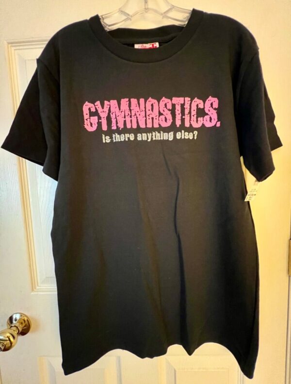 THE AUSSIE T CO. GK PINK â€œGYMNASTICSâ€¦â€ LADIES SMALL SSLV  BLACK COTTON T-SHIRT S - Image 5