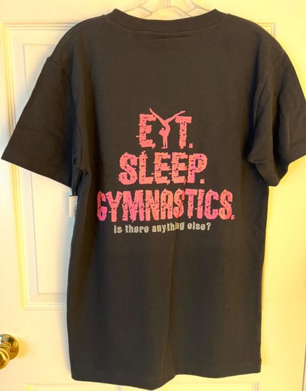 THE AUSSIE T CO. GK PINK â€œGYMNASTICSâ€¦â€ LADIES SMALL SSLV  BLACK COTTON T-SHIRT S - Image 6