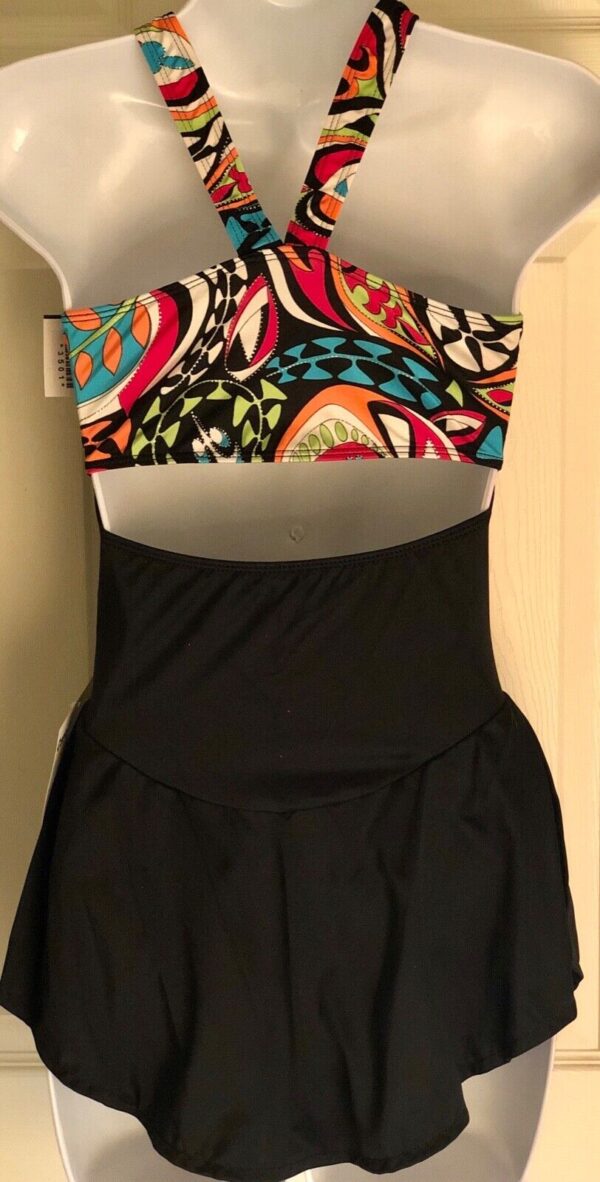 GK ICE FIGURE SKATE DRESS ADULT SMALL HALTER PRINT FOIL NYLON/SPANDEX AS NWT! - Image 2