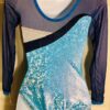 GK ELITE LgS LADIES SMALL NAVY MESH BLUE SILVER FOIL GYMNASTICS DANCE LEOTARD AS - Image 2