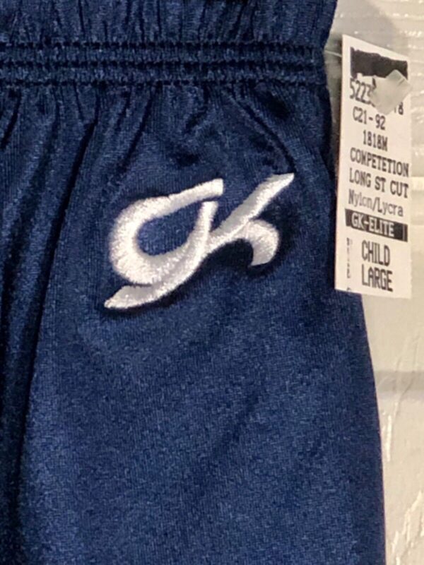 GK CHILD LARGE NAVY COMPETITION GYMNASTICS RUNNERS FITNESS LONG SHORTS SZ L - Image 4