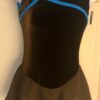 GK FIGURE SKATE ESPRESSO VELVET ADULT SMALL ASYM BLUE MESH SLVLS DRESS Sz AS