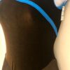GK FIGURE SKATE ESPRESSO VELVET ADULT SMALL ASYM BLUE MESH SLVLS DRESS Sz AS - Image 5