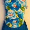 GK ICE FIGURE SKATE ADULT SMALL SLVLS MATTE TRICOT TURQ FLORAL PRINT DRESS Sz AS