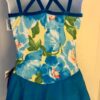 GK ICE FIGURE SKATE ADULT SMALL SLVLS MATTE TRICOT TURQ FLORAL PRINT DRESS Sz AS - Image 8
