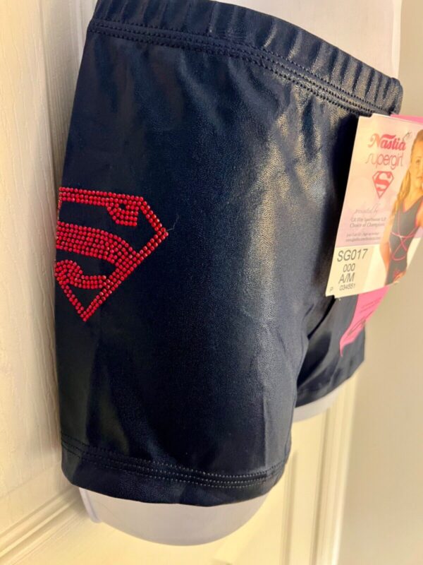 NASTIA LIUKIN SUPERGIRL MEDIUM NAVY MYSTIQUE RED CRYSTALS CHEER DANCE SHORTS M - Image 3