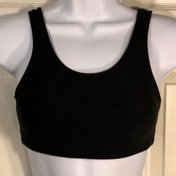 GK Elite BLACK SPORTS BRA ADULT LARGE Style #1466 Cotton/Spandex Scoop Back AL