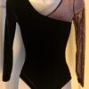 GK LADIES SMALL BLACK VELVET PINK BEADED MESH LgSLV GYMNAST DANCE LEOTARD Sz AS - Image 5