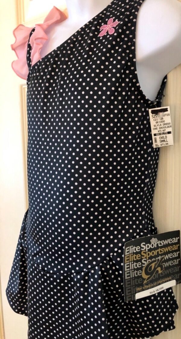 GK ICE SKATE GIRLS SMALL ONE SHOULDER MT POLKA DOT PRINT RUFFLE DRESS Sz CS NWT! - Image 6