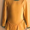GK ICE SKATE LgSLV GIRLS SMALL YELLOW VELVET V-BACK JADE TRIM DRESS Sz CS NWT!