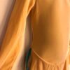 GK ICE SKATE LgSLV GIRLS SMALL YELLOW VELVET V-BACK JADE TRIM DRESS Sz CS NWT! - Image 3
