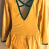 GK ICE SKATE LgSLV GIRLS SMALL YELLOW VELVET V-BACK JADE TRIM DRESS Sz CS NWT! - Image 5
