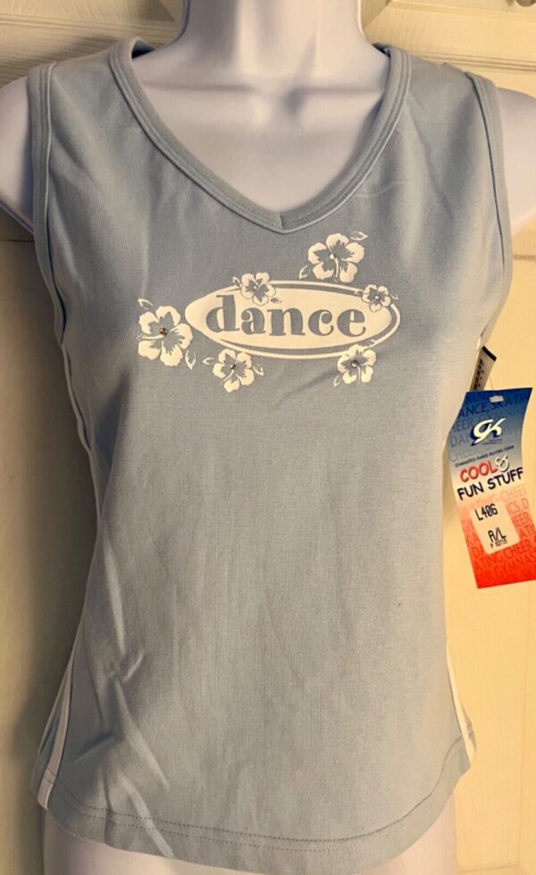 GK DANCE TANK TOP ADULT LARGE BLUE SURFER SPORT COTTON FLORAL GRAPHICS JA Sz AL