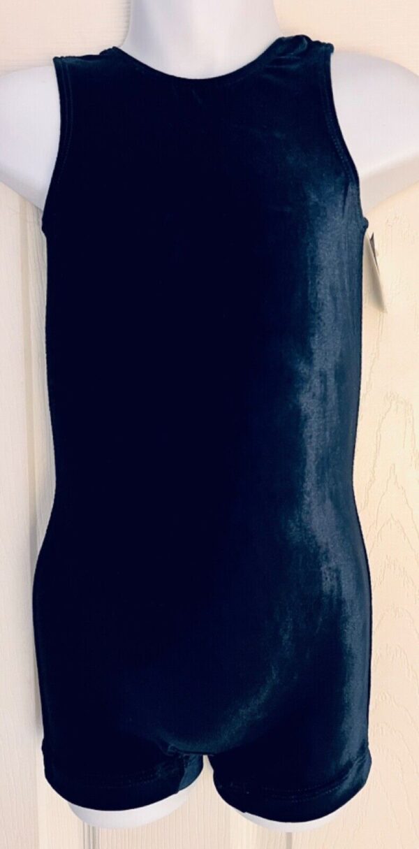 GK KIDS BIKETARD CHILD X-SMALL NAVY/SAPPHIRE VELVET GYMNASTICS DANCE TANK SZ XS