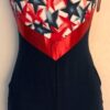 GK DANCE BIKETARD ADULT SMALL STAR PRINT ROYAL COTTON RED FOIL RACERBACK TANK AS