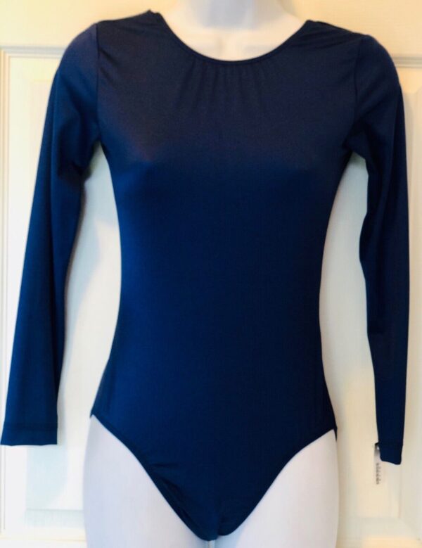 GK ELITE BASIC LgS Leotard LADIES SMALL NAVY NYLON/SPANDEX GYMNASTICS DANCE AS