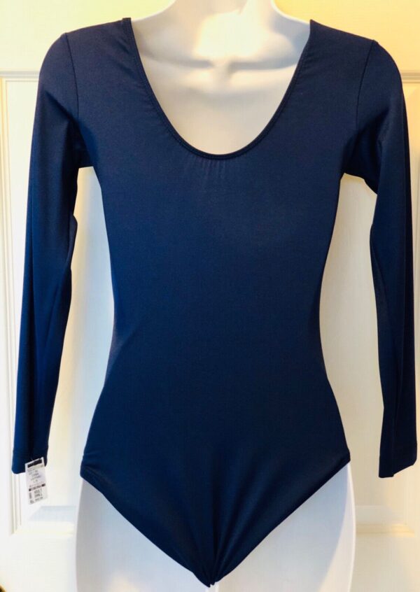 GK ELITE BASIC LgS Leotard LADIES SMALL NAVY NYLON/SPANDEX GYMNASTICS DANCE AS - Image 2