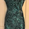 APT.9 LADIES PETITE MEDIUM FAUX WRAP SLVLS GREEN BLACK PRINT STRETCH DRESS Sz PM