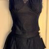 GK SKATE 2 PC SET ADULT SMALL SPARKLY DENIM CAMI CROP TOP/PULL-ON SKIRT AS NWT!