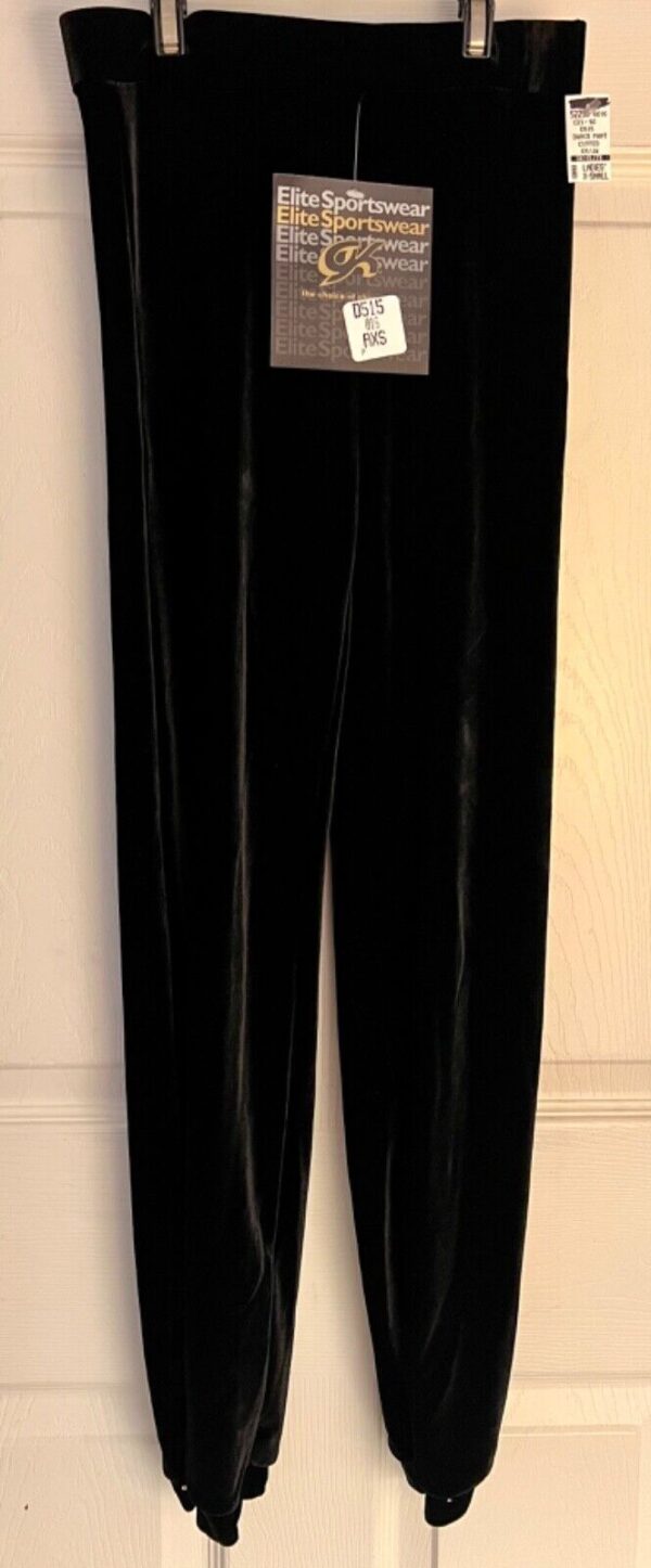 GK DANCE LADIES X-SMALL BLACK VELVET JEWELED CUFFED PERFORMANCE DRESS PANTS XS - Image 2