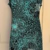 APT.9 LADIES PETITE MEDIUM FAUX WRAP SLVLS GREEN BLACK PRINT STRETCH DRESS Sz PM - Image 5