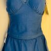 GK SKATE 2 PC SET ADULT X-SMALL SPARKLY BLUE CAMI CROP TOP/PULL-ON SKIRT AXS