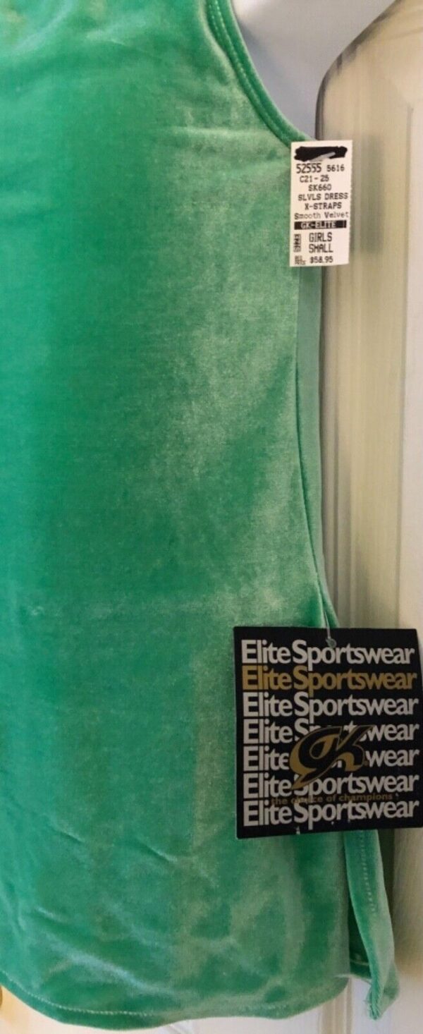 GK ELITE ICE SKATE SLVLS GIRLS SMALL GREEN VELVET A-LINE DRESS Sz CS NWT! - Image 3