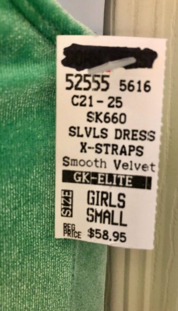 GK ELITE ICE SKATE SLVLS GIRLS SMALL GREEN VELVET A-LINE DRESS Sz CS NWT! - Image 4