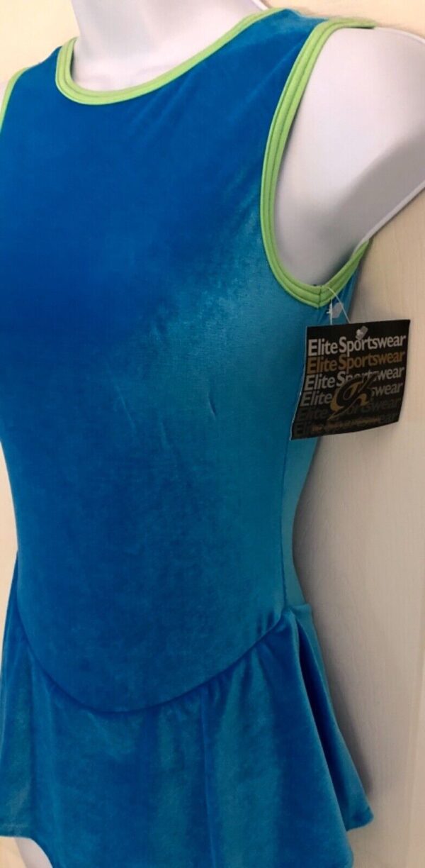 GK ICE FIGURE SKATE TURQUOISE VELVET ADULT SMALL RACERBACK TANK DRESS Sz AS NWT! - Image 5