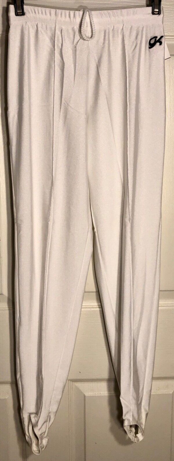 GK ELITE MENS MEDIUM WHITE GYMNASTICS COMPETITION N/S STIRRUP PANTS AM NWT! - Image 2