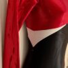 GK LgS RED BLACK SHIMMER ADULT SMALL GYMNASTICS DANCE CHEER LEOTARD Sz AS NWT! - Image 2