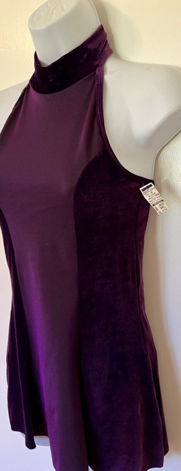 GK FIGURE SKATE A-LINE ADULT SMALL EGGPLANT VELVET IRIDESCENT HALTER TN DRESS AS - Image 4