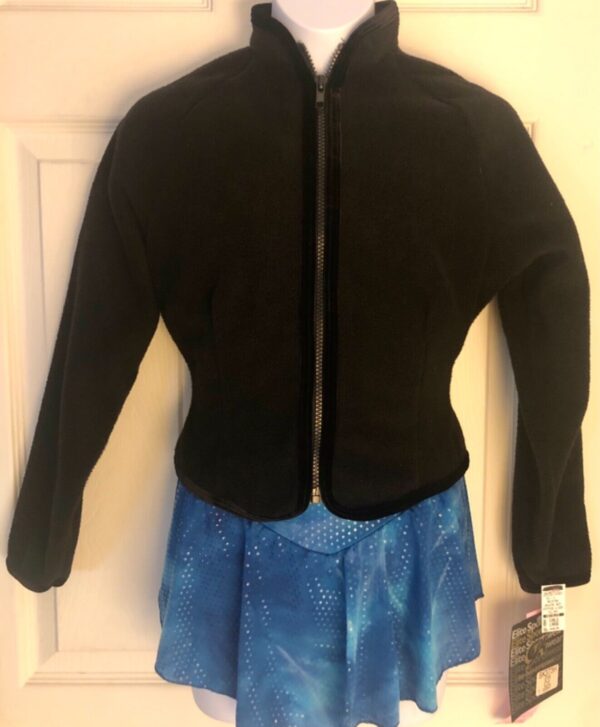 GK FITTED ICE SKATE JACKET CHILD LARGE BLACK FLEECE VELVET TRIM ZIP  Sz CL NWT!