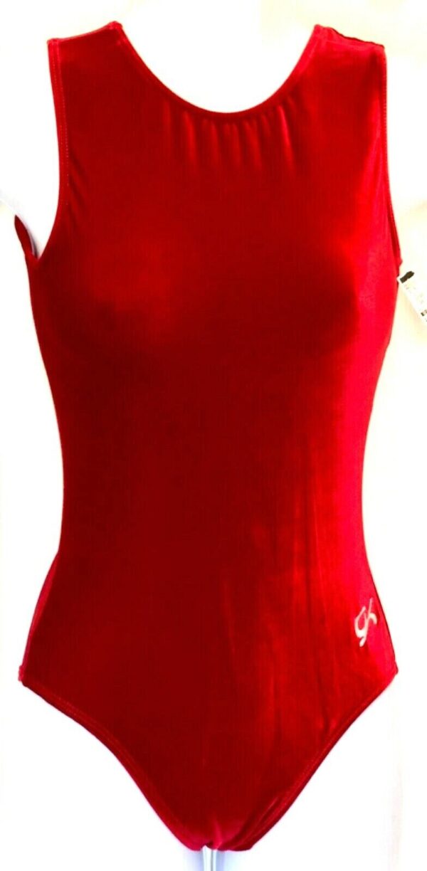 GK RED VELVET LADIES SMALL CLASSIC GYMNASTICS DANCE TANK LEOTARD Sz AS NWT!