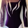 GK LgS ADULT SMALL EGGPLANT VELVET SILVER FOIL MESH GYMNASTIC DANCE LEOTARD AS