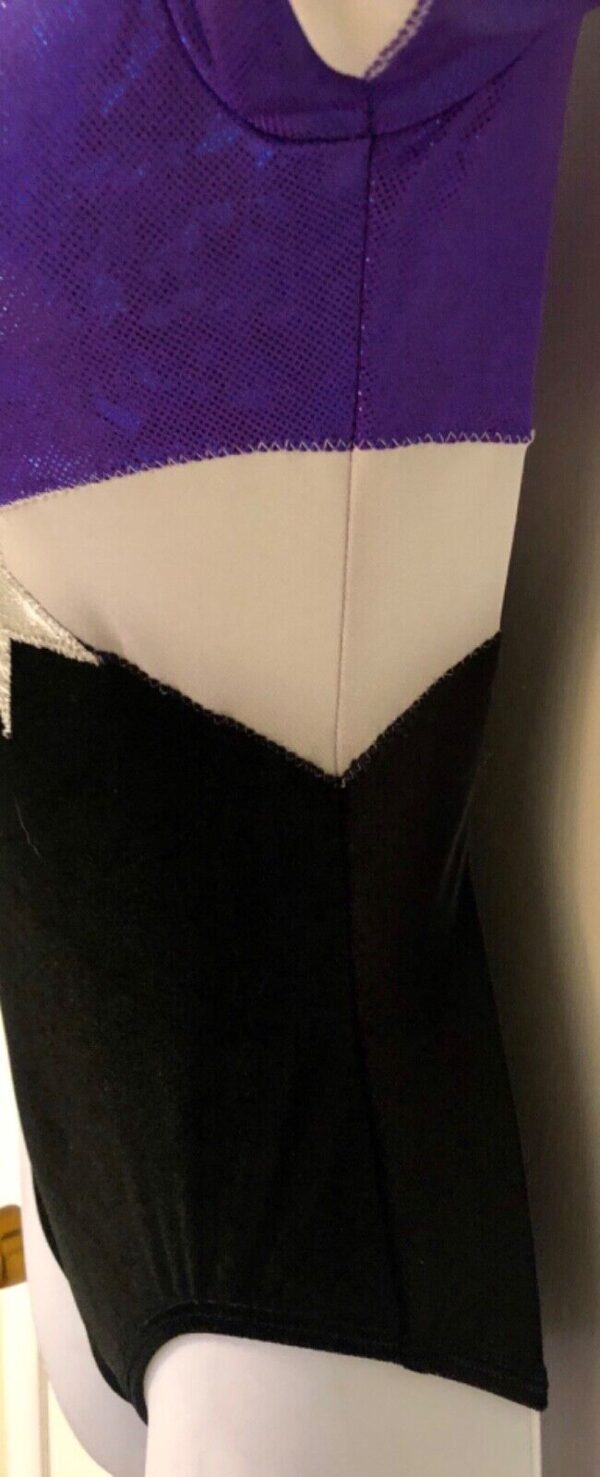 GK ELITE LgS PURPLE FOIL BLACK VELVET STARS GYMNASTIC LEO Sz AS - Image 4