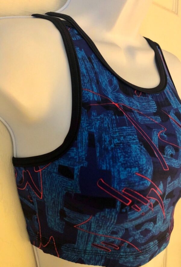 GK JAZZ DANCE CHEER ADULT SMALL NYLON/SPANDEX PRINT TANK CROP TOP Sz AS NWT! - Image 3