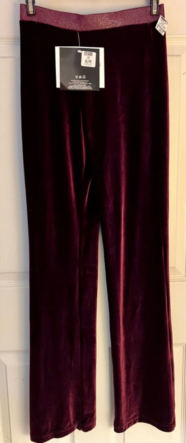 GK DANCE JAZZ LADIES MEDIUM WINE VELVET WINE TWILIGHT WAISTBAND PANTS SZ M NWT! - Image 4