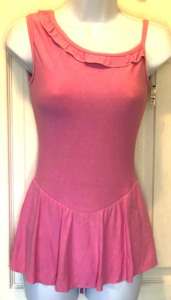 GK ICE FIGURE ADULT SMALL ONE-SHOULDER PINK MATTE CREPE SKATE DRESS Sz AS NWT!