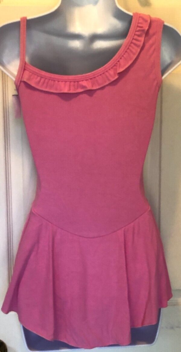 GK ICE FIGURE ADULT SMALL ONE-SHOULDER PINK MATTE CREPE SKATE DRESS Sz AS NWT! - Image 7