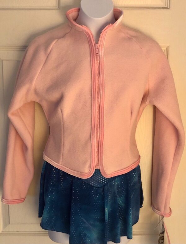 GK FITTED ICE SKATE JACKET CHILD LARGE PINK FLEECE VELVET TRIM ZIP  Sz CL NWT!