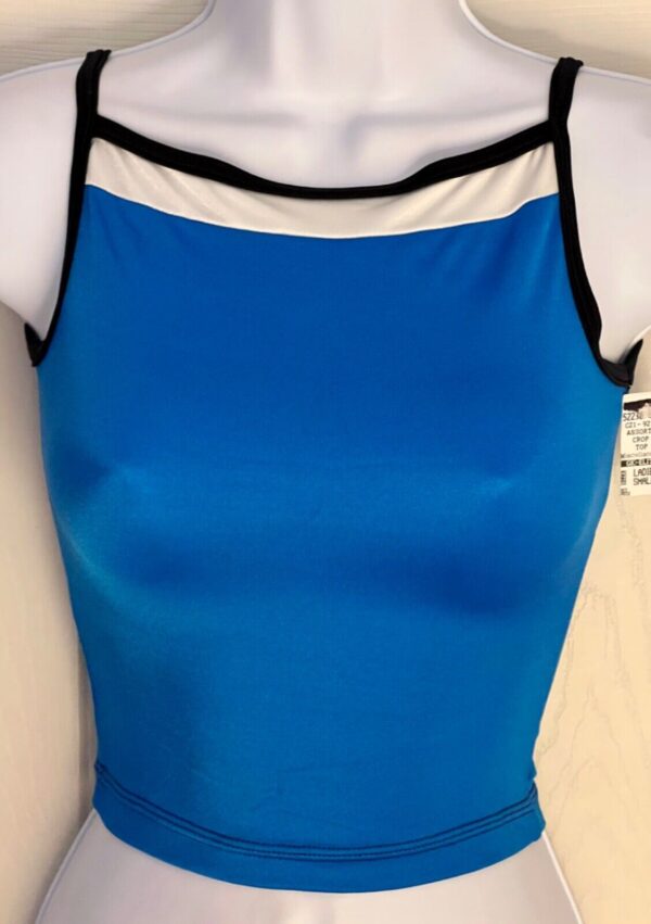 GK DANCE JAZZ ADULT SMALL ELECTRIC OCEAN NYLON/SPANDEX CAMISOLE SKATE TOP Sz AS