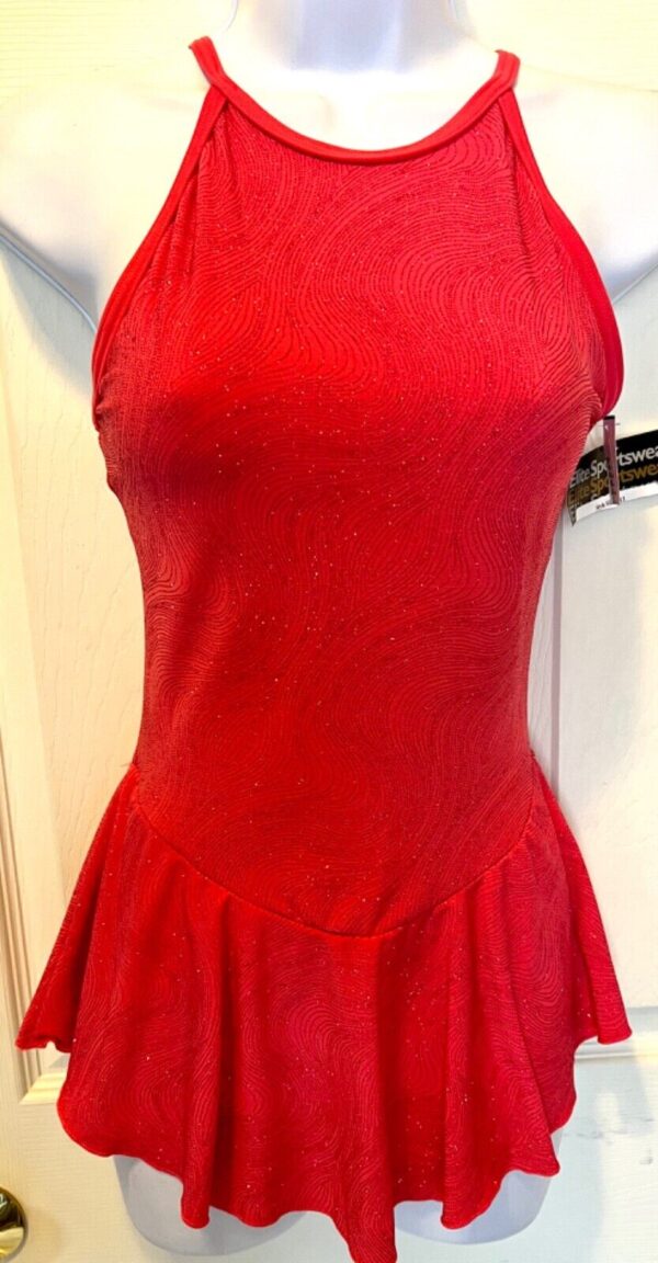 GK ELITE CORAL STRETCH MATTE TRICOT HALTER ICE SKATE DRESS Sz AS