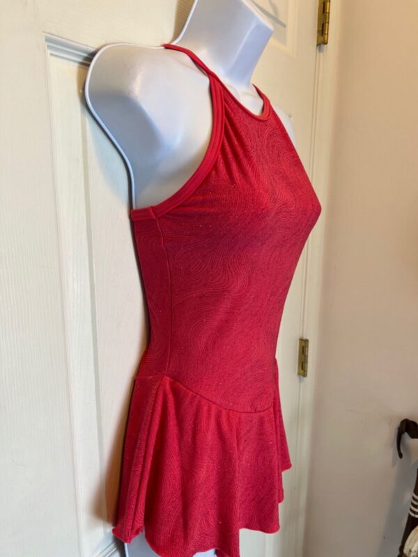 GK ELITE CORAL STRETCH MATTE TRICOT HALTER ICE SKATE DRESS Sz AS - Image 3