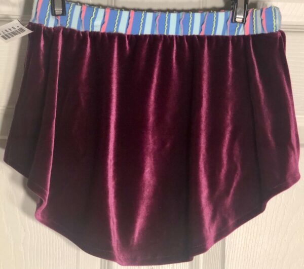 GK PLUM VELVET ICE FIGURE ADULT SMALL RUFFLE STRIPE PULL-ON SKATE SKIRT AS NWT! - Image 7